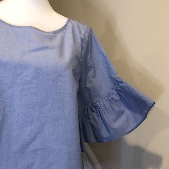 MADEWELL Women's Blue Short Bell Sleeve Blouse Size Medium NWT - Picture 6 of 10